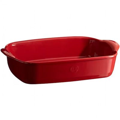 Travessa Retangular Emile Henry em Cerâmica 29x19 cm Vermelho