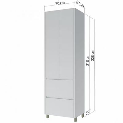 1 Paneleiro Nesher Rainha em MDF 15mm com 2 Portas, 2 Gavetas e 3 Prateleiras - 70cm de largura Branco