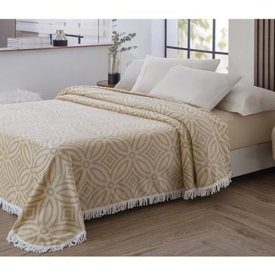 Colcha Chenille Canelada Isadora 220x240cm Bege Jolitex