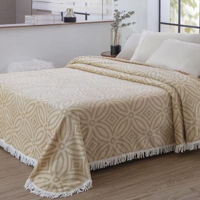 Colcha Chenille Canelada Isadora 220x240cm Bege Jolitex