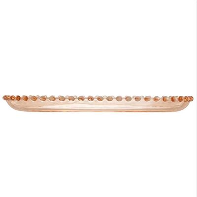 Travessa Oval Pearl em Cristal 15 x 30 cm Wolff Ambar