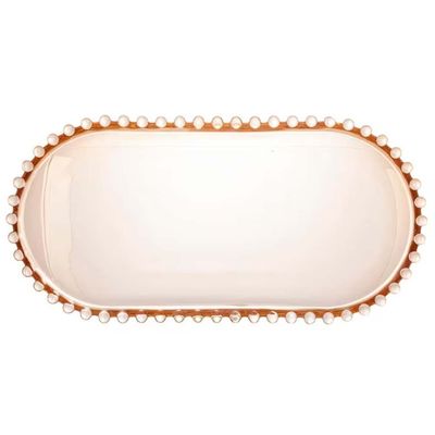 Travessa Oval Pearl em Cristal 15 x 30 cm Wolff Ambar