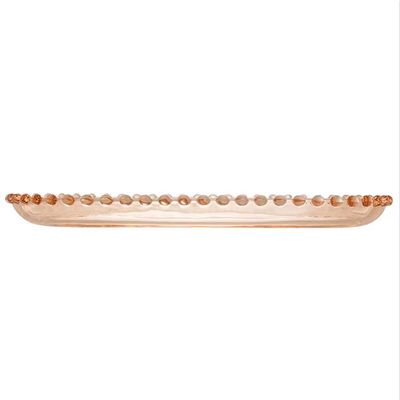 Travessa Oval Pearl em Cristal 15 x 30 cm Wolff Ambar