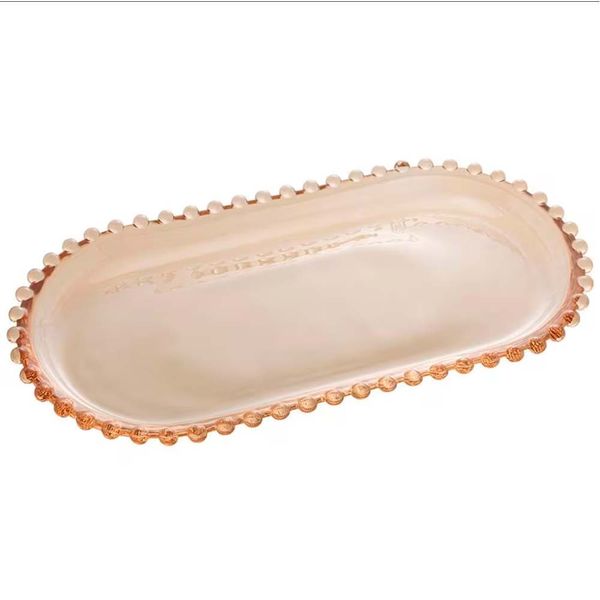 Travessa Oval Pearl em Cristal 15 x 30 cm Wolff Ambar