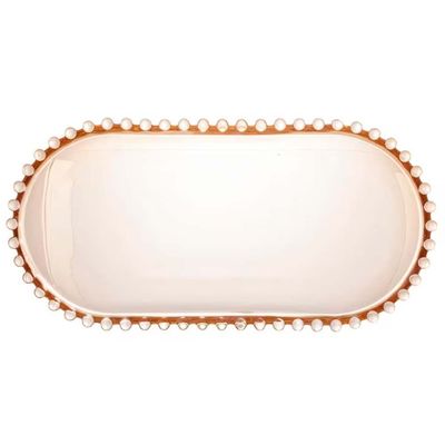 Travessa Oval Pearl em Cristal 15 x 30 cm Wolff Ambar