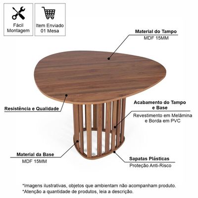 Mesa De Jantar Orgânica 4 Lugares 120x118cm Noronha - Straub Web