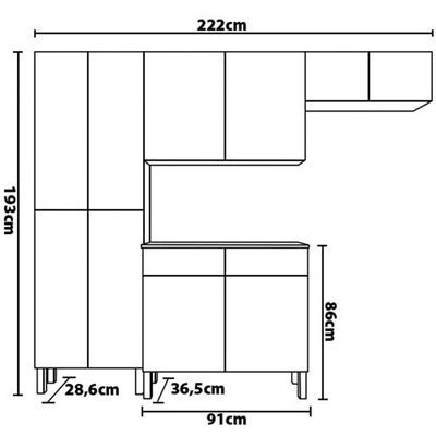 Cozinha Compacta Nala com 10 Portas, 2 Gavetas e 4 Prateleiras Kit`s Paraná n/a