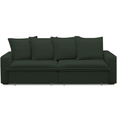 Sofá Retrátil Reclinável Para Sala de Estar Living 215cm Vêneto F04 Veludo Verde - Lyam Decor