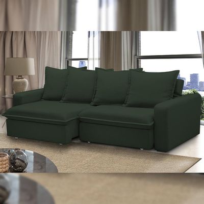 Sofá Retrátil Reclinável Para Sala de Estar Living 215cm Vêneto F04 Veludo Verde - Lyam Decor