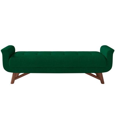 Kit Cabeceira Cama Box Paris 140 cm com Puff Recamier Itália P05 Bouclê Verde - Lyam Decor