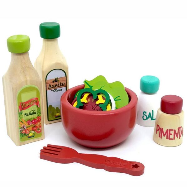 Brincando de Comidinhas - Kit Salada - Madeira - 398 - New Art