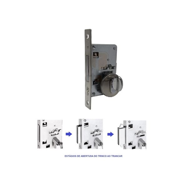 FECHADURA PORTA DE CORRER ASA DE AVIÃO BANHEIRO WC IMAB 2469 ESCOVADA CA REDONDA C/ BOTAO 1/2 CILINDRO