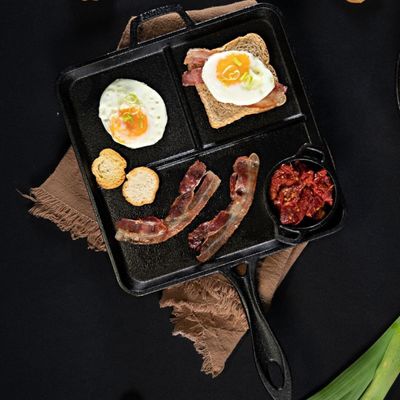 Frigideira Breakfast Café da Manhã Ovo e Bacon 3 Divisórias de Ferro Fundido…