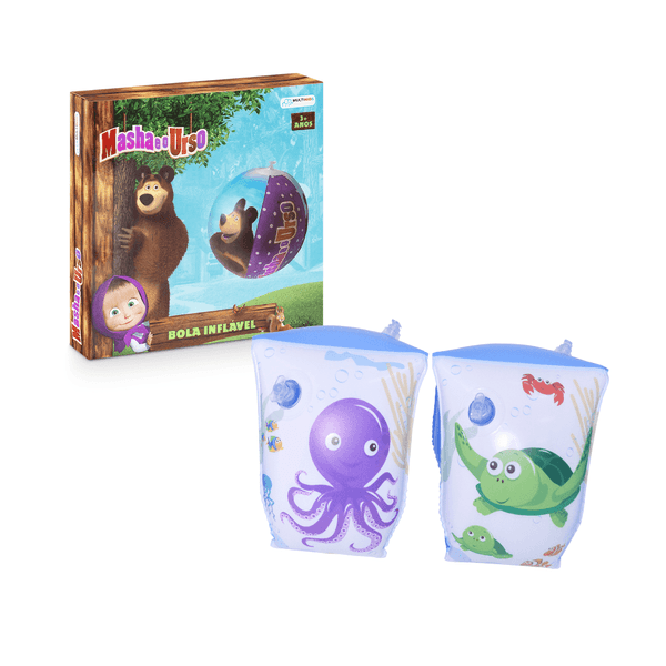 Combo Kids - Boia de Braço Infantil Aventura Pirata e Bola Masha E O Urso Azul e Verde - ES297K ES297K