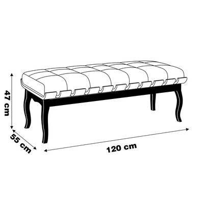 Banco Decorativo Sala de Estar Fiord 120cm Linho Bege - Gran Belo