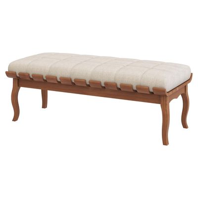 Banco Decorativo Sala de Estar Fiord 120cm Linho Bege - Gran Belo