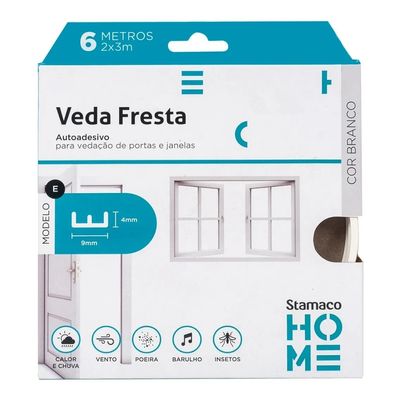 Borracha Vedação Branco Veda Fresta Adesiva Rolo 6m Modelo E Stamaco