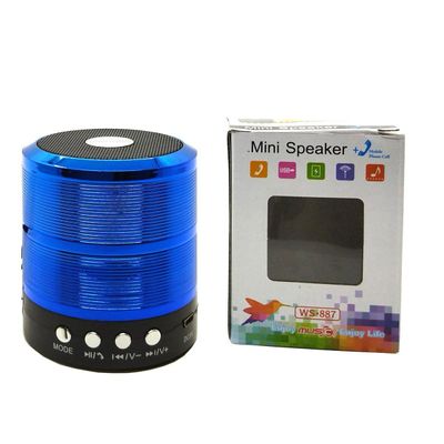 Mini Caixa De Som Portátil Bluetooth Mp3 Ws - 887 Azul