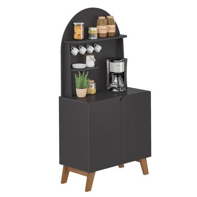 Cantinho do Café Artely Viena com 2 portas e 3 prateleiras 80cm de largura Preto