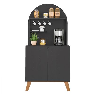 Cantinho do Café Artely Viena com 2 portas e 3 prateleiras 80cm de largura Preto