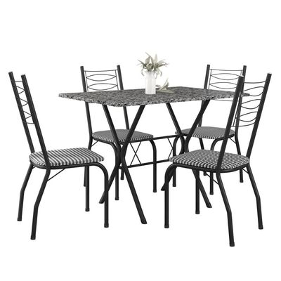 Mesa Retangular Fabone Miami com 4 Cadeiras Estofadas Preto