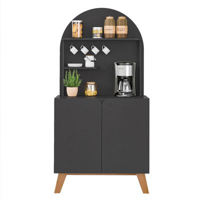 Cantinho do Café Artely Viena com 2 portas e 3 prateleiras 80cm de largura Preto