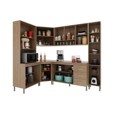 Cozinha Completa 6 Peças 375Cm 14 Portas 3 Gavetas Com Tampo