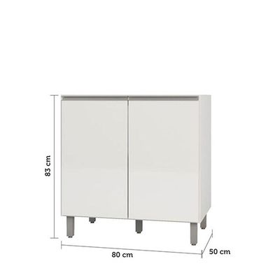 Balcão Para Cooktop Evidence 2 Portas Sem Tampo Poliman Móveis Branco