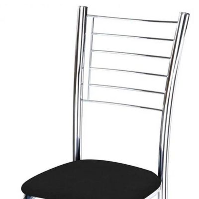 Kit 5 Cadeiras De Jantar Lara Cromada Para Cozinha Assento Sintético Preto - Aurora Line