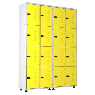 Armário Roupeiro Aço 16 Portas Academia Guarda Volume Trinco Amarelo