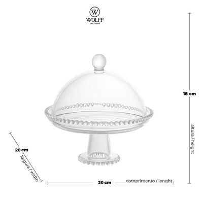 Boleira Pearl com Pé e Tampa em Cristal Wolff Transparente