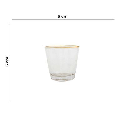Kit 2 Copo De Shot Coração Vidro Com Borda Dourada 50ml Lyor