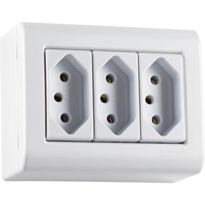 Caixa Sobrepor 3 Tomadas 2P+T 10 A 250 V Tramontina LizFlex