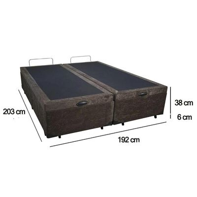 Cama Box Baú King Bipartido Suede Sereneprime Marrom 192x203x44