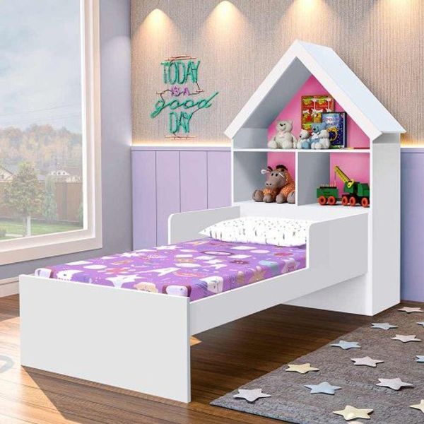 Cama Casa Infantil Branco-rosa Gabrielli Magia