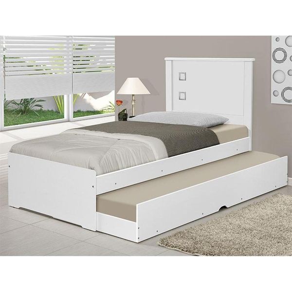 Cama Infantil Barcelona Com Cama Aux 0,90m Branco Tebarrot