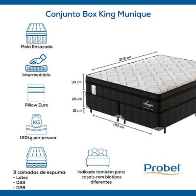 Conjunto Box King Mola Ensacada Probel Munique (193x203x56cm)