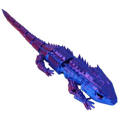 Dragão Articulado 38 cm Lagarto Impressão 3d Decoração Geek Bicolor Lilás e Vermelho