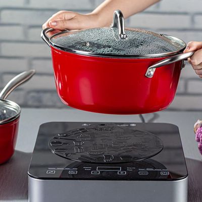 Conjunto De Almofada De Silicone Para Fogão De Indução Magnética Vem 4 Un Preto