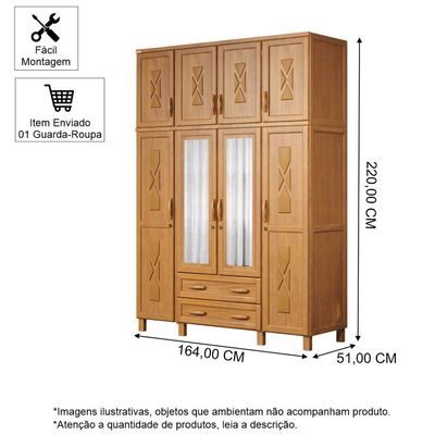 Guarda-roupa Casal 8 Portas E 2 Gavetas Carvalho Straub Web