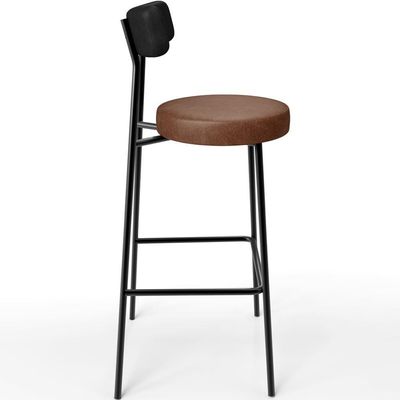 Kit 02 Banquetas Alta Bar Cozinha Sala De Jantar Milão L02 Couríssimo Preto Marrom