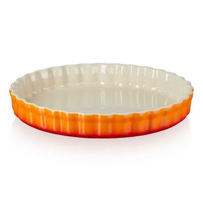 TRAVESSA LE CREUSET PARA FLAN CANELADA 28CM LARANJA