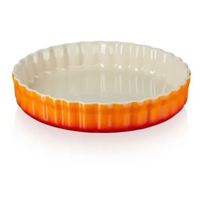 TRAVESSA LE CREUSET PARA FLAN CANELADA 28CM LARANJA