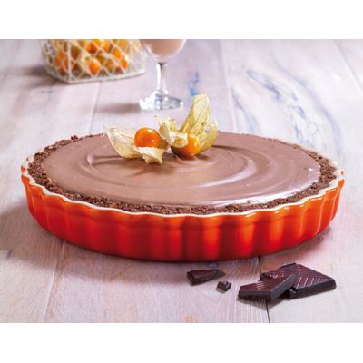 TRAVESSA LE CREUSET PARA FLAN CANELADA 28CM LARANJA