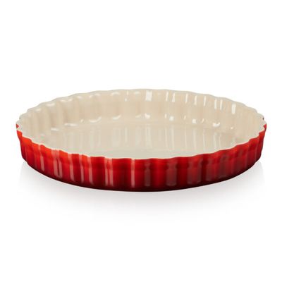 TRAVESSA LE CREUSET PARA FLAN CANELADA 28CM VERMELHO