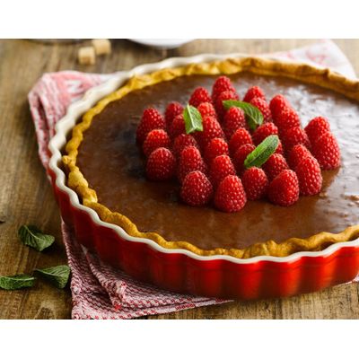 TRAVESSA LE CREUSET PARA FLAN CANELADA 28CM VERMELHO