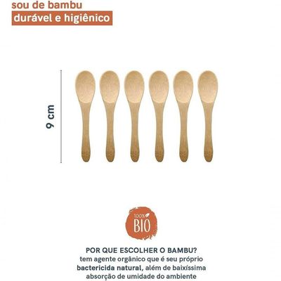Conjunto De 6 Mini Colheres De Bambu Oikos