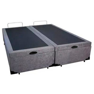 Cama Box Baú King Bipartido Suede Sereneprime Cinza 192x203x44