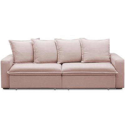 Sofá Retrátil Reclinável Para Sala de Estar Living 195cm Vêneto F04 Veludo Rosê - Lyam Decor