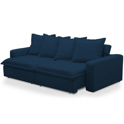 Sofá Retrátil Reclinável Para Sala de Estar Living 195cm Vêneto F04 Veludo Azul - Lyam Decor